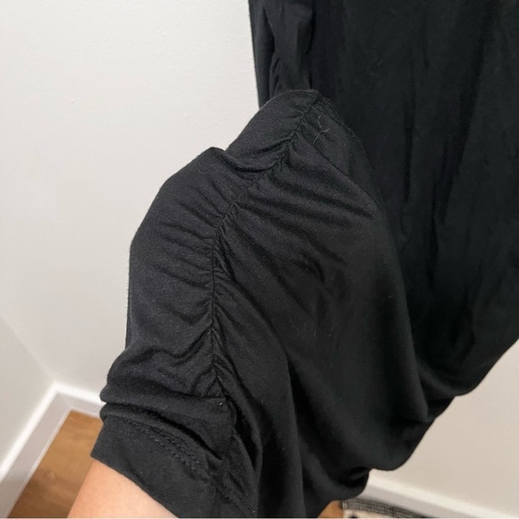 A PEA IN THE POD Black Modal Blend Ruched Sides Midi Dress 3/4 Sleeve Size Small - Picture 5 of 8